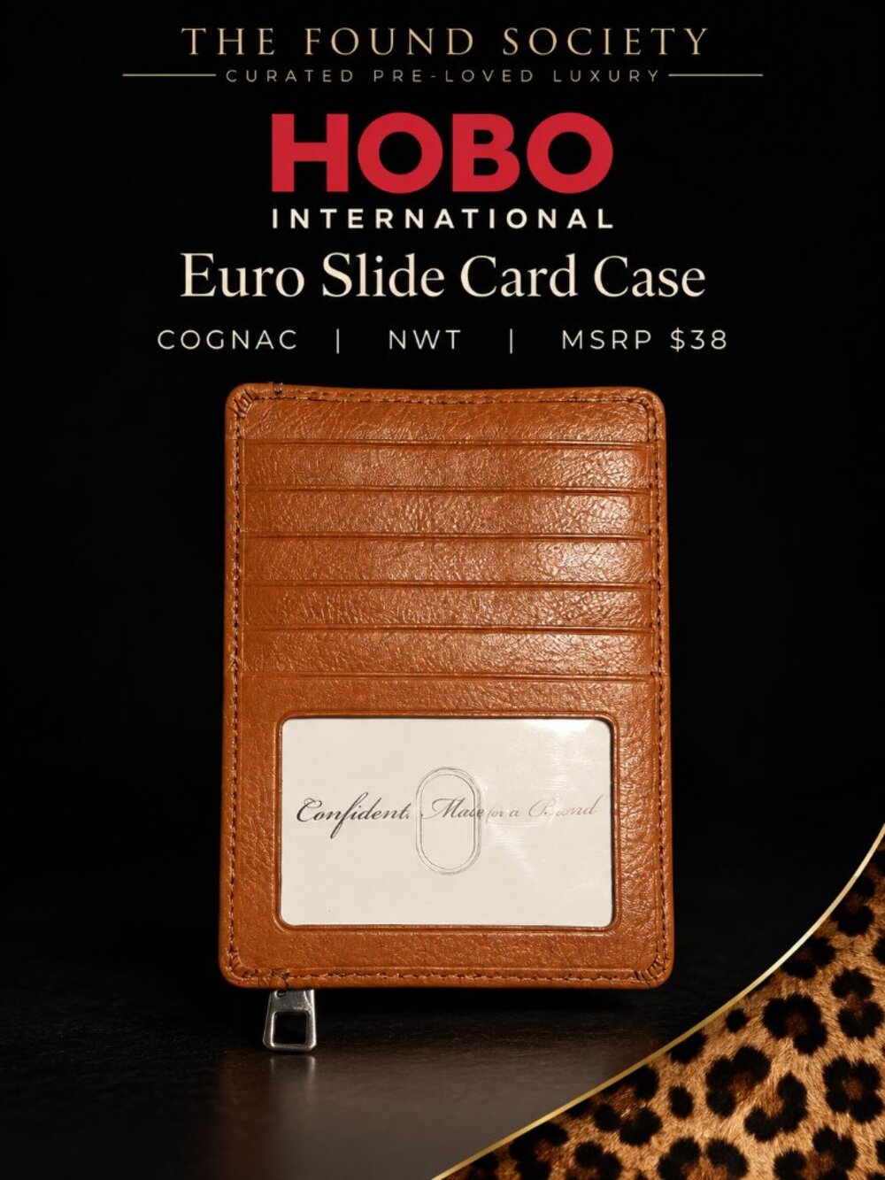 NWT HOBO International Euro Slide Cognac Leather Card Case Wallet